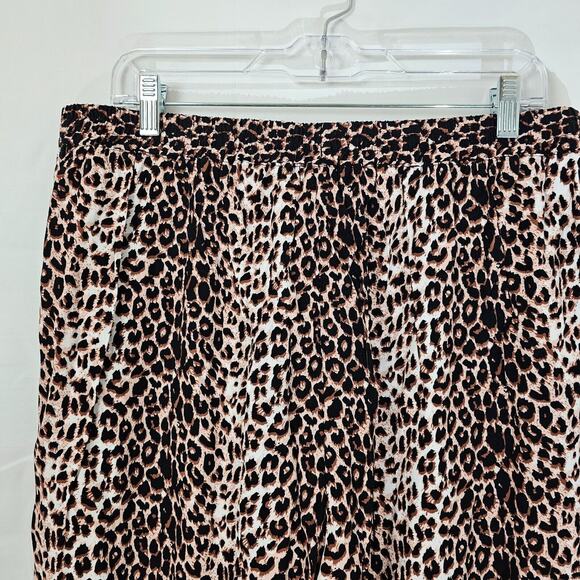 Ellos Womens Large 18 Cheetah Leopard Pull On Pants Woven Rayon Joggers New - Picture 2 of 8